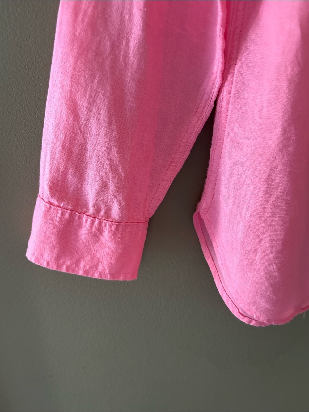 Talbots Linen Camp Shirt Split Neckline Size M Pink - Picture 9 of 13